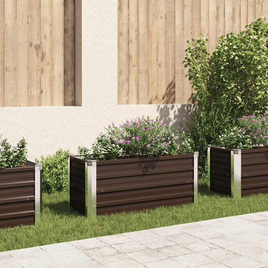 Plantenbak verhoogd 100x40x45 cm gegalvaniseerd staal bruin is nu te koop bij PeponiXL, paradijselijk wonen!