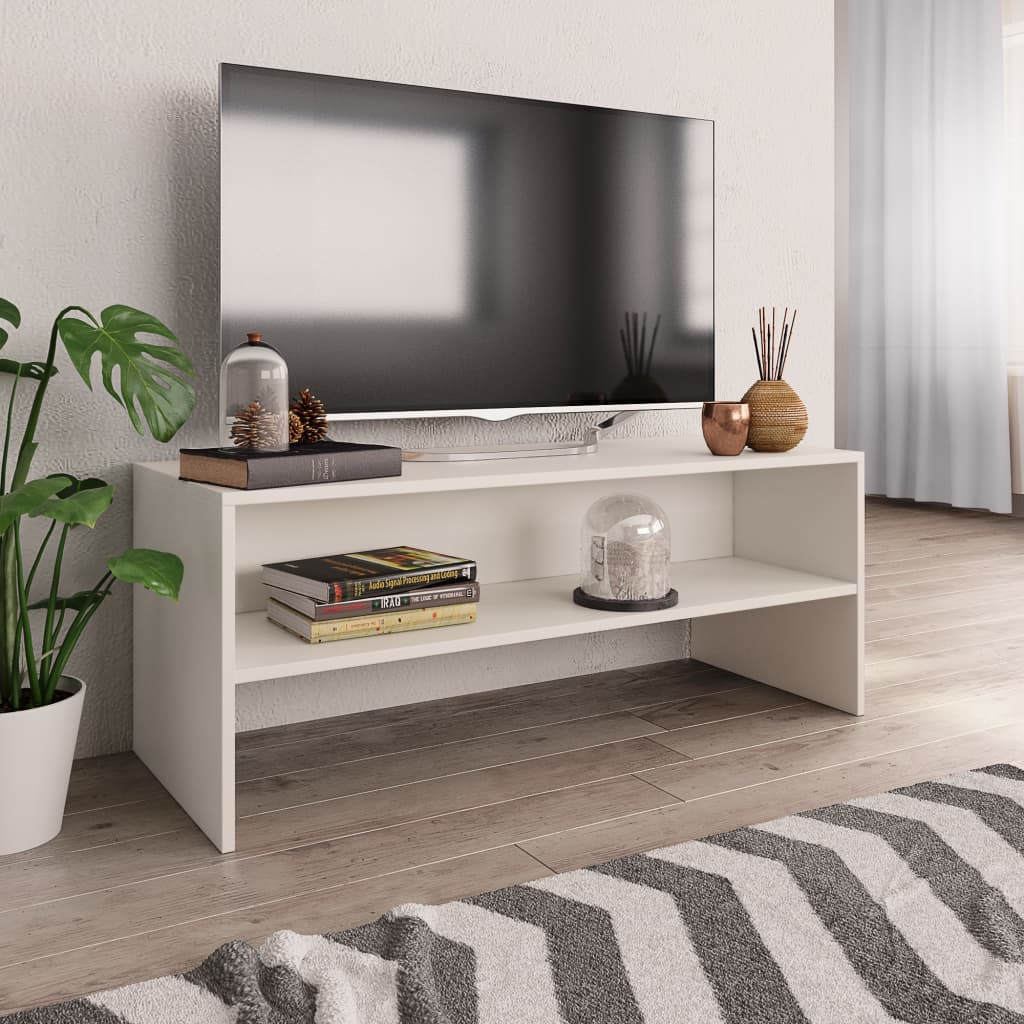 Tv-meubel 100x40x40 cm bewerkt hout wit is nu te koop bij PeponiXL, paradijselijk wonen!