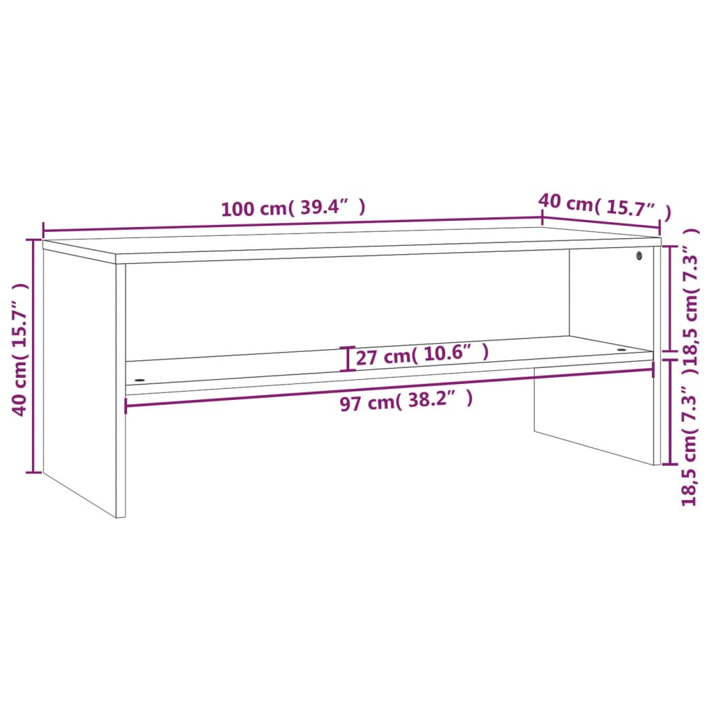 Tv-meubel 100x40x40 cm bewerkt hout sonoma eikenkleurig is nu te koop bij PeponiXL, paradijselijk wonen!