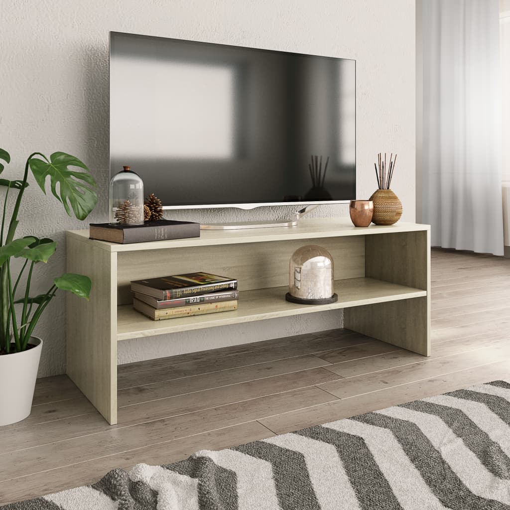 Tv-meubel 100x40x40 cm bewerkt hout sonoma eikenkleurig is nu te koop bij PeponiXL, paradijselijk wonen!