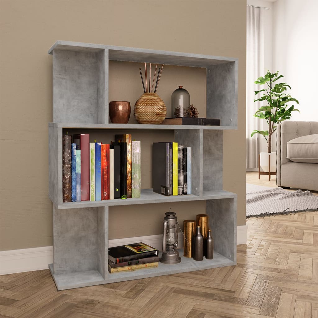 Boekenkast/kamerscherm 80x24x96 cm bewerkt hout betongrijs is nu te koop bij PeponiXL, paradijselijk wonen!