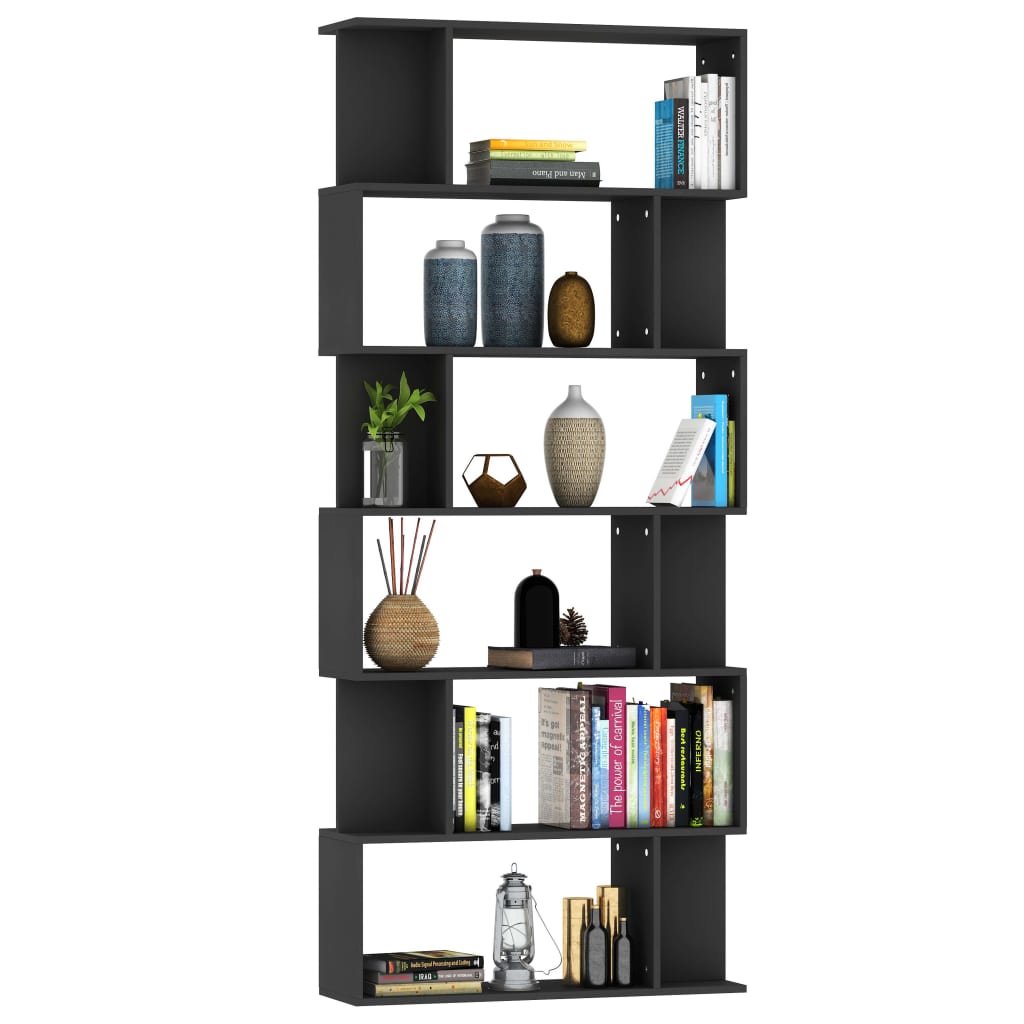 Boekenkast / kamerscherm 80x24x192 cm bewerkt hout zwart is nu te koop bij PeponiXL, paradijselijk wonen!