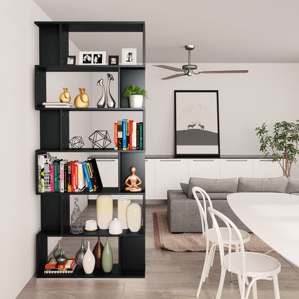 Boekenkast / kamerscherm 80x24x192 cm bewerkt hout zwart is nu te koop bij PeponiXL, paradijselijk wonen!