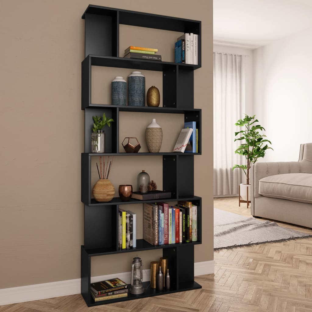 Boekenkast / kamerscherm 80x24x192 cm bewerkt hout zwart is nu te koop bij PeponiXL, paradijselijk wonen!