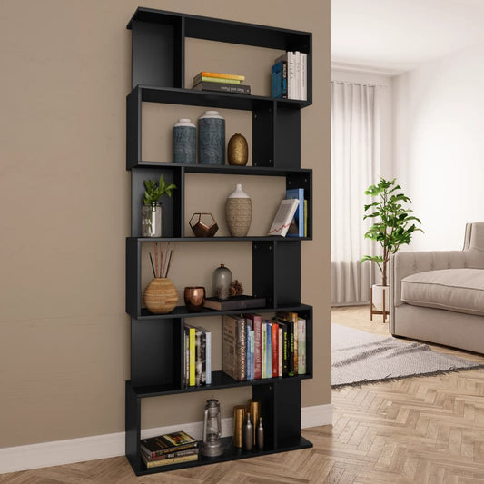 Boekenkast / kamerscherm 80x24x192 cm bewerkt hout zwart is nu te koop bij PeponiXL, paradijselijk wonen!