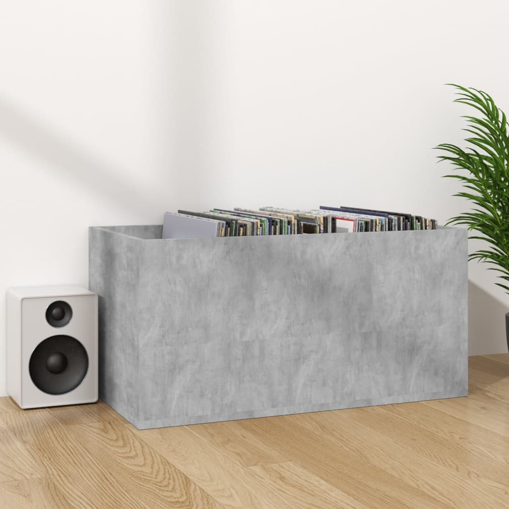 Opbergbox voor LP's 71x34x36 cm bewerkt hout betongrijs is nu te koop bij PeponiXL, paradijselijk wonen!
