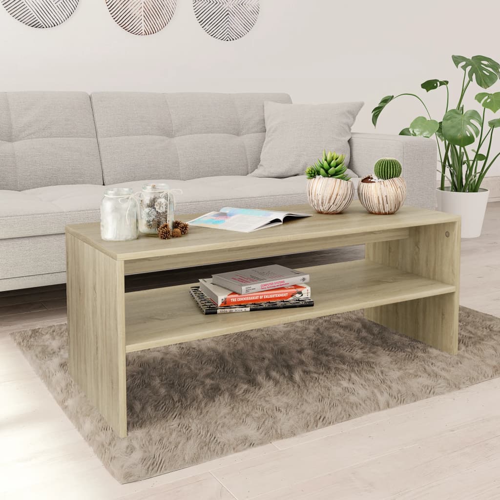 Salontafel 100x40x40 cm bewerkt hout sonoma eikenkleurig