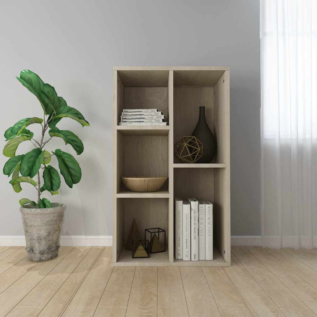 Boekenkast/dressoir 50x25x80 cm bewerkt hout sonoma eikenkleur is nu te koop bij PeponiXL, paradijselijk wonen!