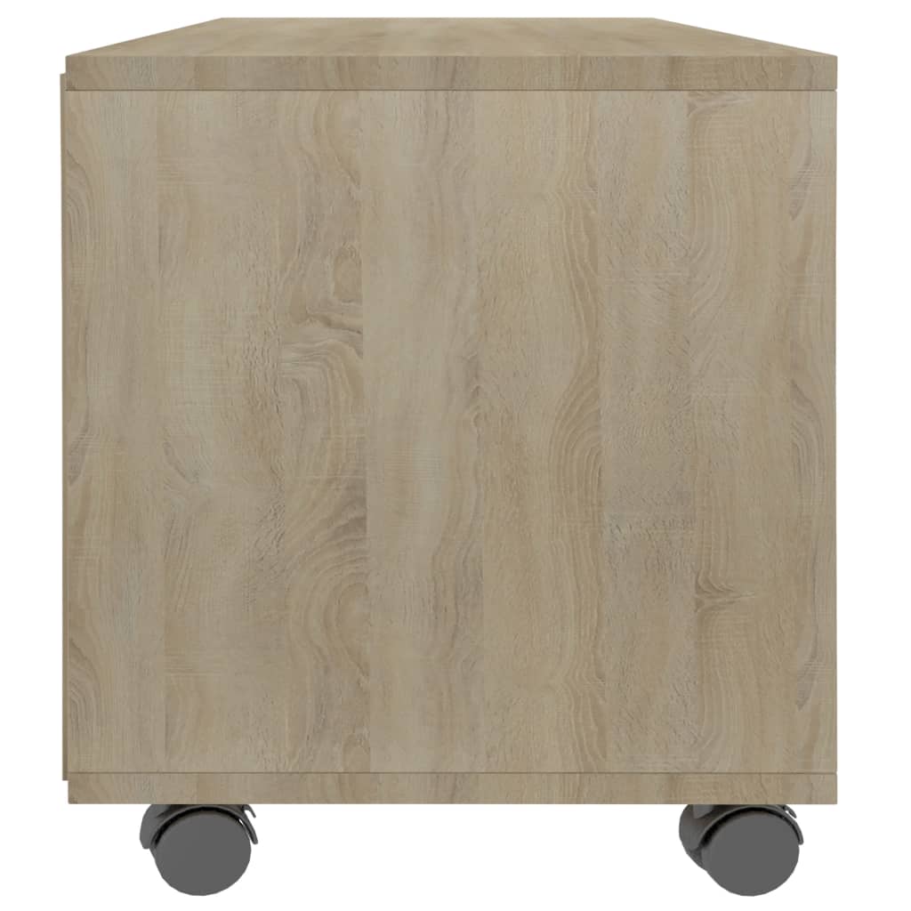 Tv-meubel met wieltjes 90x35x35 cm bewerkt hout sonoma eiken is nu te koop bij PeponiXL, paradijselijk wonen!