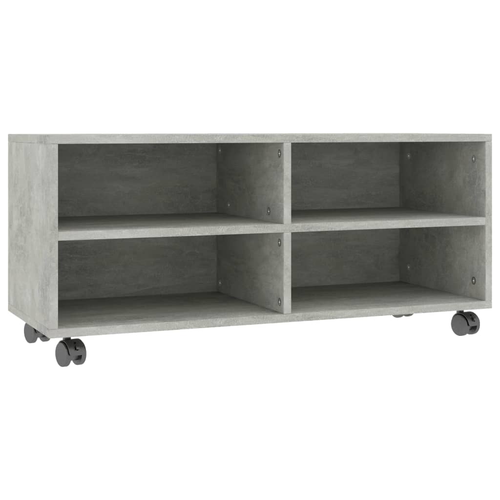 Tv-meubel met wieltjes 90x35x35 cm bewerkt hout betongrijs is nu te koop bij PeponiXL, paradijselijk wonen!