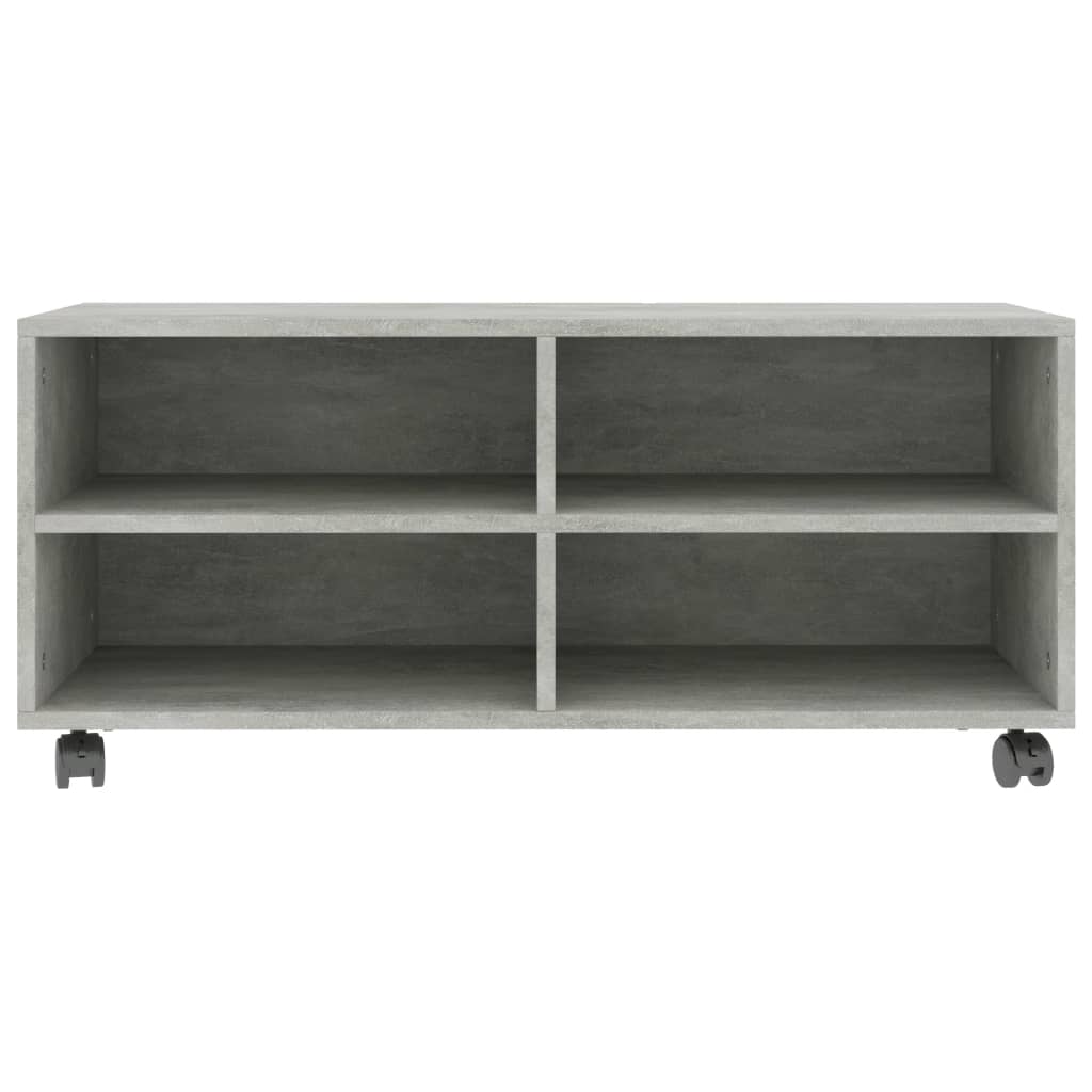 Tv-meubel met wieltjes 90x35x35 cm bewerkt hout betongrijs is nu te koop bij PeponiXL, paradijselijk wonen!