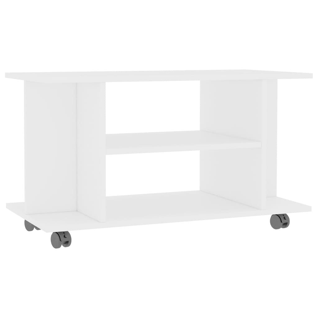 Tv-meubel met wieltjes 80x40x45 cm bewerkt hout wit is nu te koop bij PeponiXL, paradijselijk wonen!