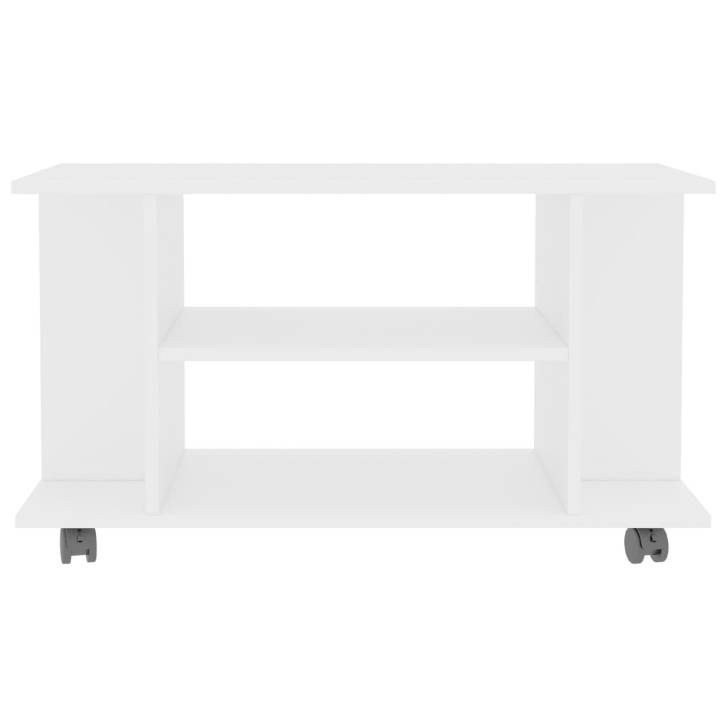 Tv-meubel met wieltjes 80x40x45 cm bewerkt hout wit is nu te koop bij PeponiXL, paradijselijk wonen!