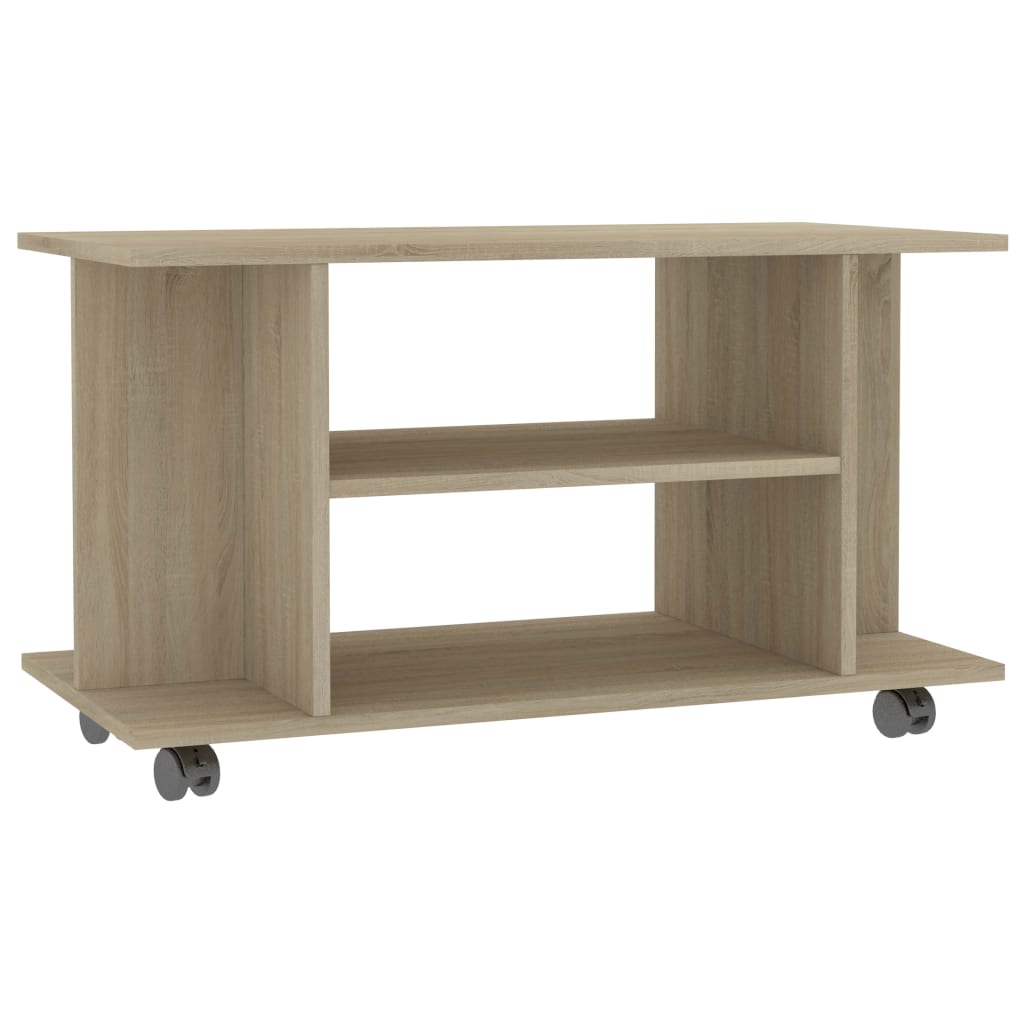 Tv-meubel met wieltjes 80x40x45 cm bewerkt hout sonoma eiken is nu te koop bij PeponiXL, paradijselijk wonen!