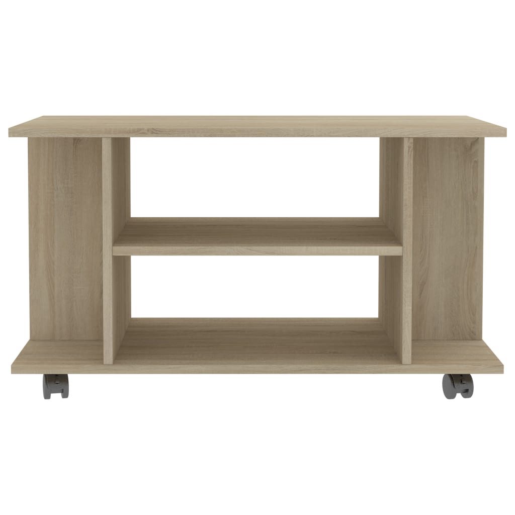 Tv-meubel met wieltjes 80x40x45 cm bewerkt hout sonoma eiken is nu te koop bij PeponiXL, paradijselijk wonen!