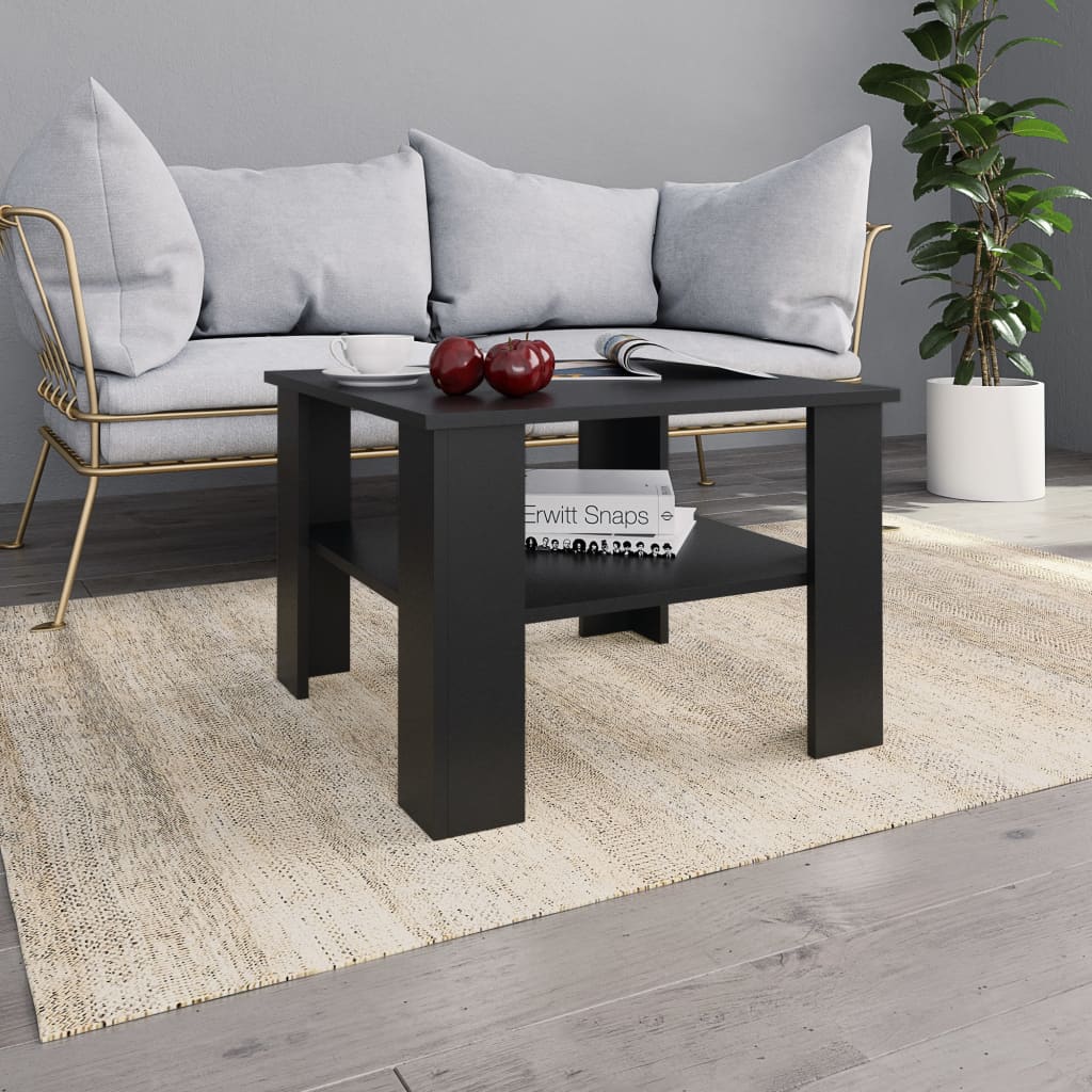 Salontafel 60x60x42 cm bewerkt hout zwart is nu te koop bij PeponiXL, paradijselijk wonen!