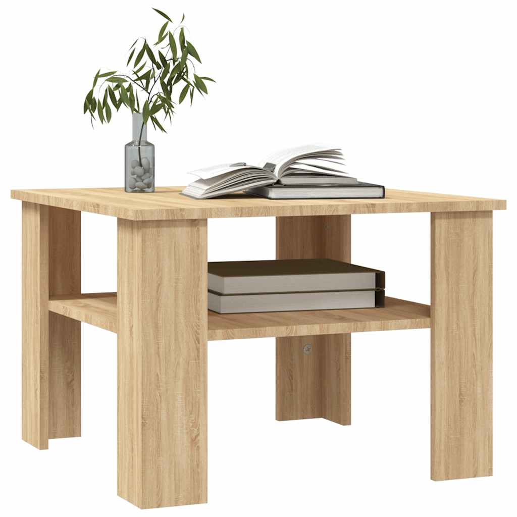 Salontafel 60x60x42 cm bewerkt hout sonoma eikenkleurig is nu te koop bij PeponiXL, paradijselijk wonen!