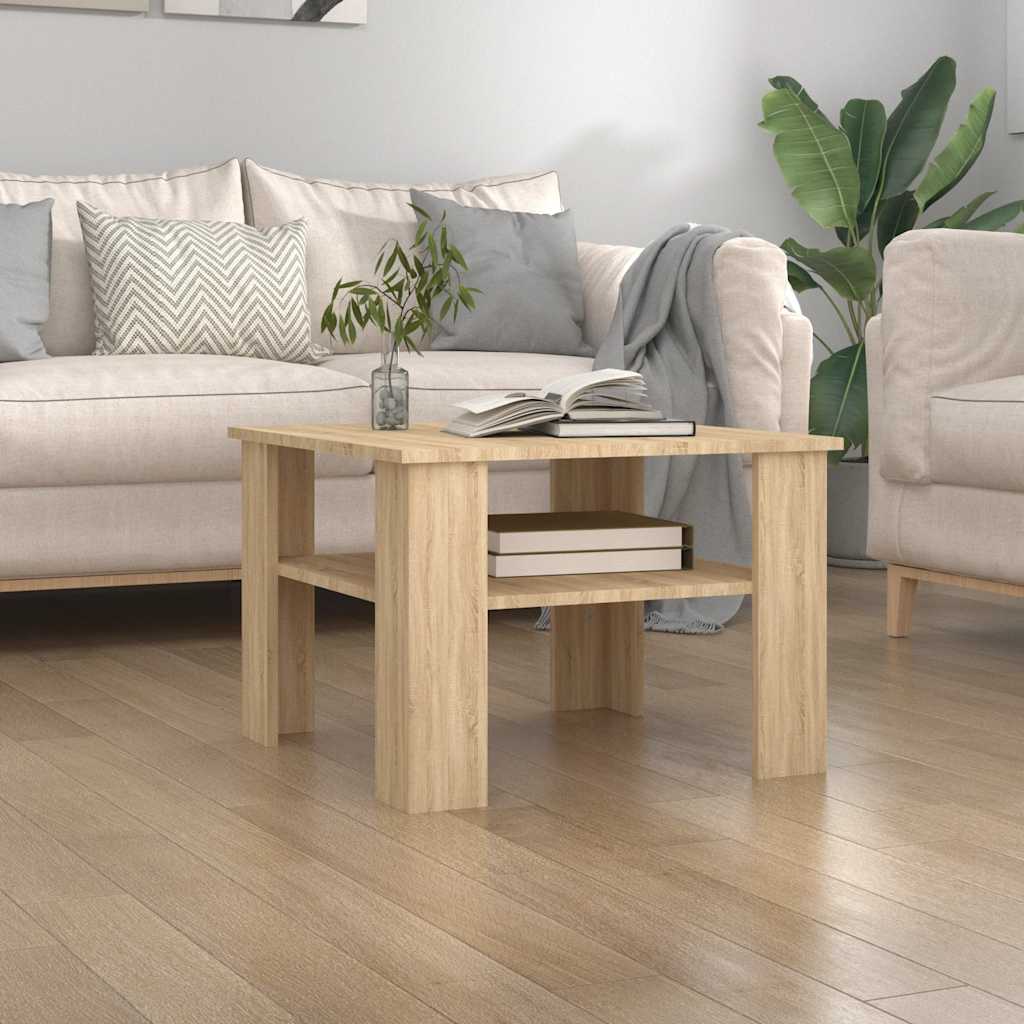 Salontafel 60x60x42 cm bewerkt hout sonoma eikenkleurig is nu te koop bij PeponiXL, paradijselijk wonen!