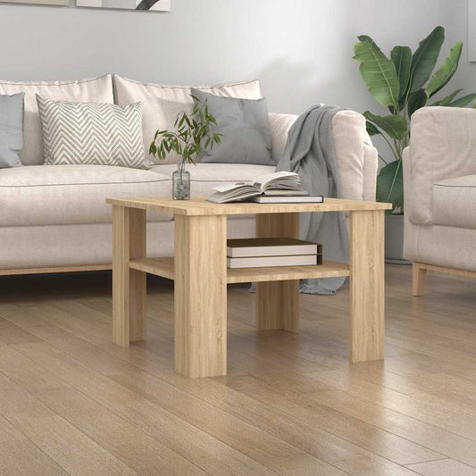 Salontafel 60x60x42 cm bewerkt hout sonoma eikenkleurig is nu te koop bij PeponiXL, paradijselijk wonen!