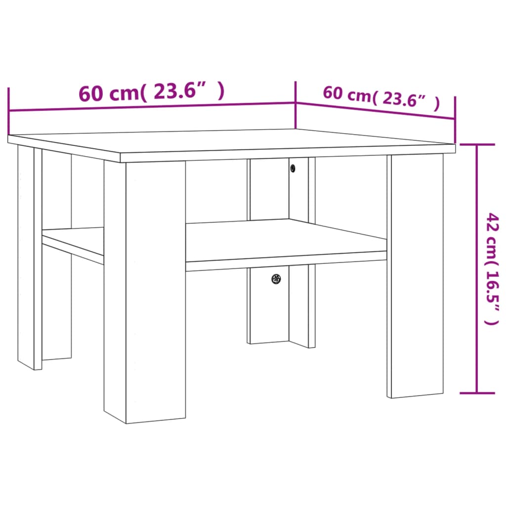 Salontafel 60x60x42 cm bewerkt hout betongrijs is nu te koop bij PeponiXL, paradijselijk wonen!