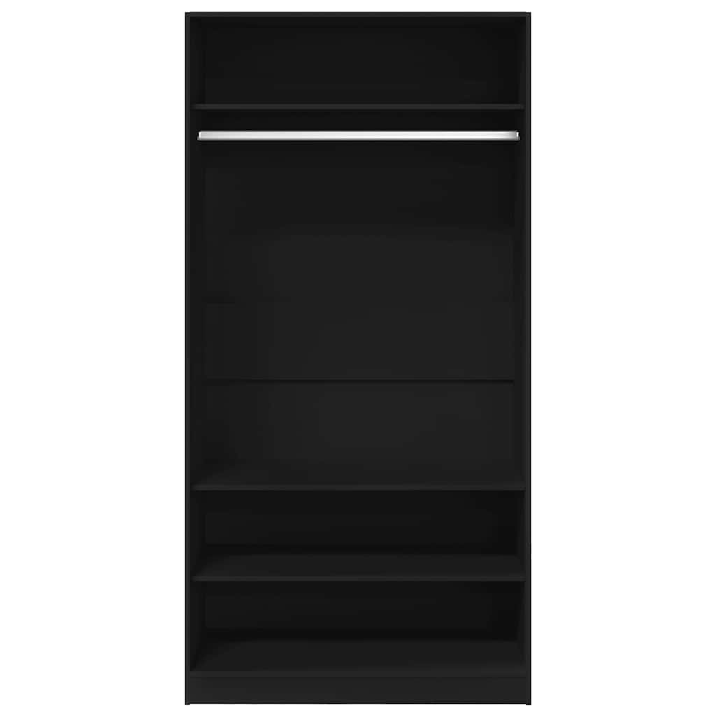 Kledingkast 100x50x200 cm bewerkt hout zwart is nu te koop bij PeponiXL, paradijselijk wonen!