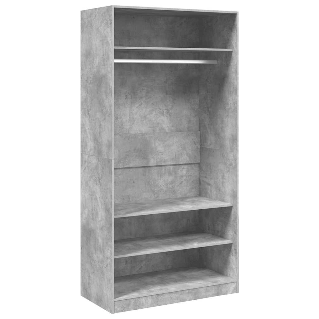 Kledingkast 100x50x200 cm bewerkt hout betongrijs is nu te koop bij PeponiXL, paradijselijk wonen!