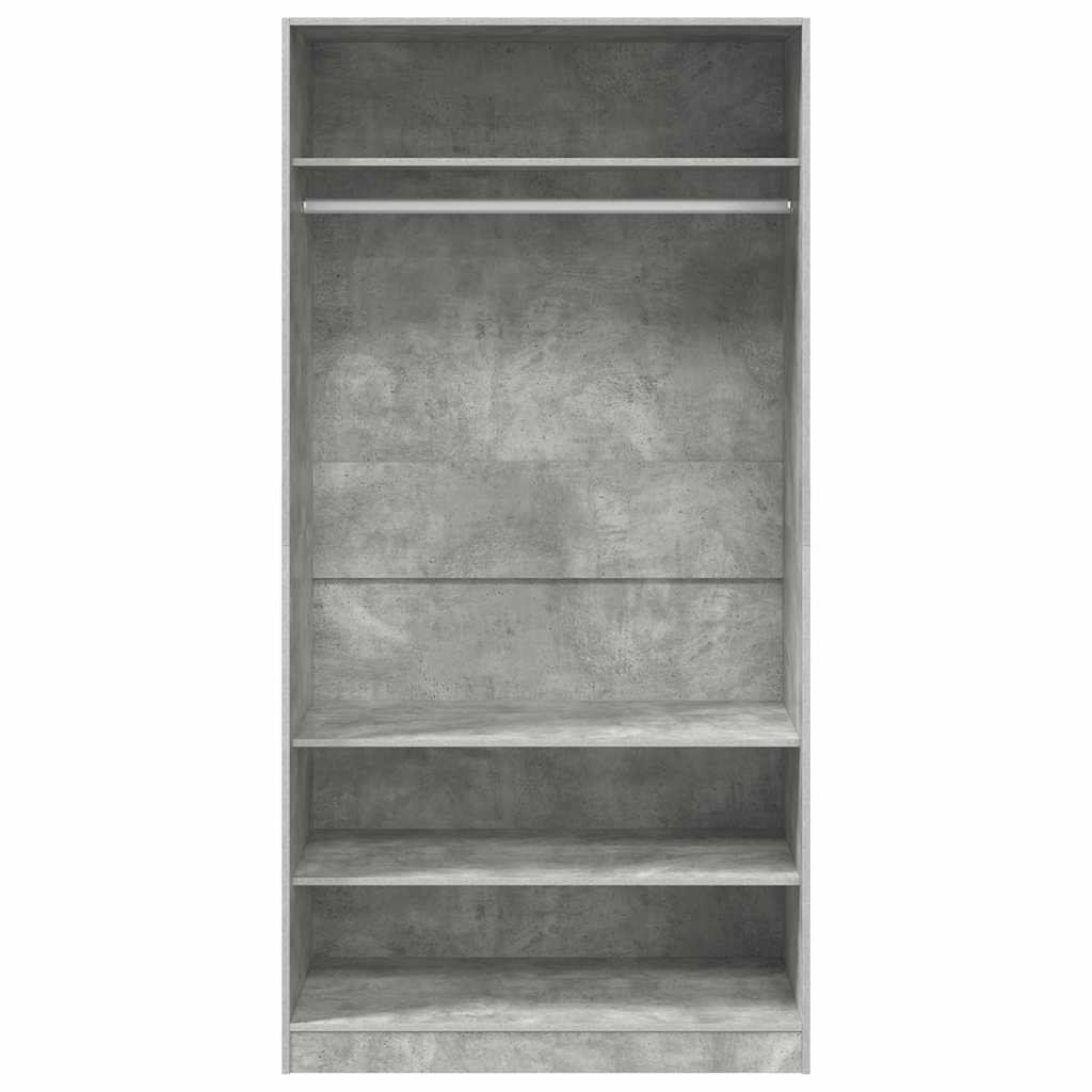 Kledingkast 100x50x200 cm bewerkt hout betongrijs is nu te koop bij PeponiXL, paradijselijk wonen!