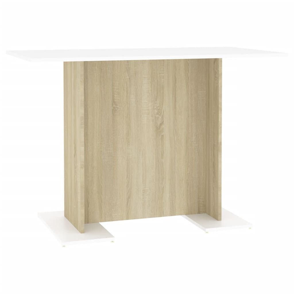 Eettafel 110x60x75 cm bewerkt hout wit en sonoma eikenkleurig is nu te koop bij PeponiXL, paradijselijk wonen!