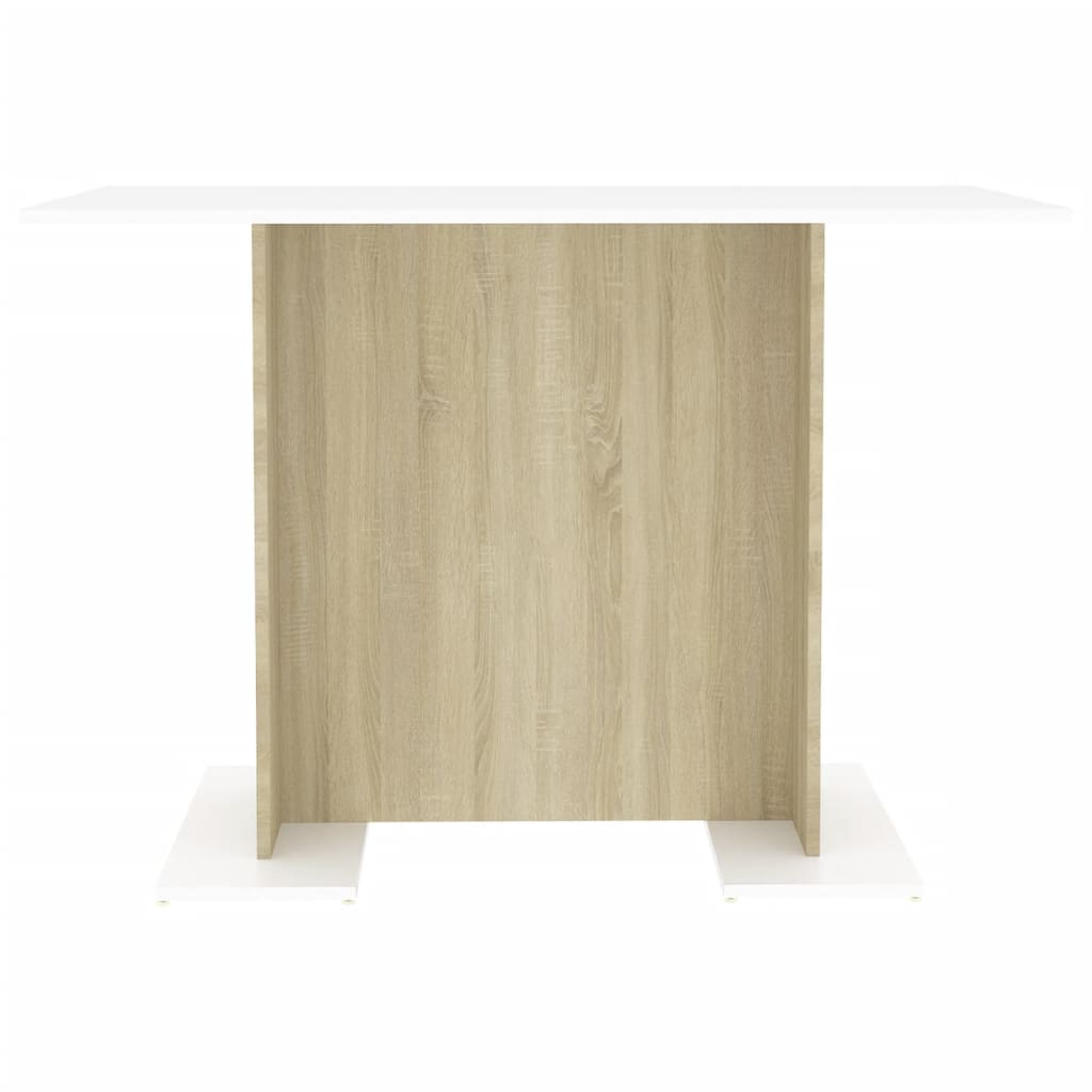 Eettafel 110x60x75 cm bewerkt hout wit en sonoma eikenkleurig is nu te koop bij PeponiXL, paradijselijk wonen!