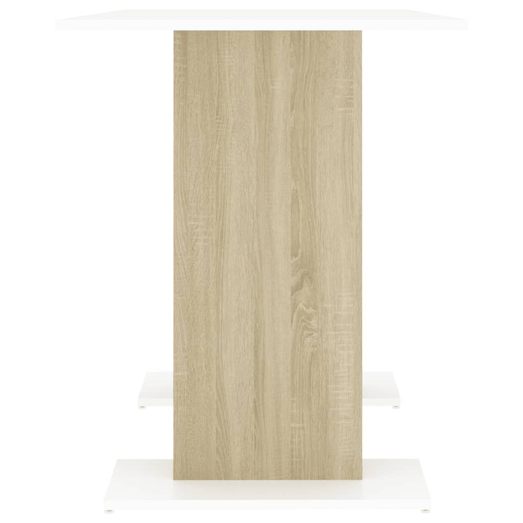 Eettafel 110x60x75 cm bewerkt hout wit en sonoma eikenkleurig is nu te koop bij PeponiXL, paradijselijk wonen!