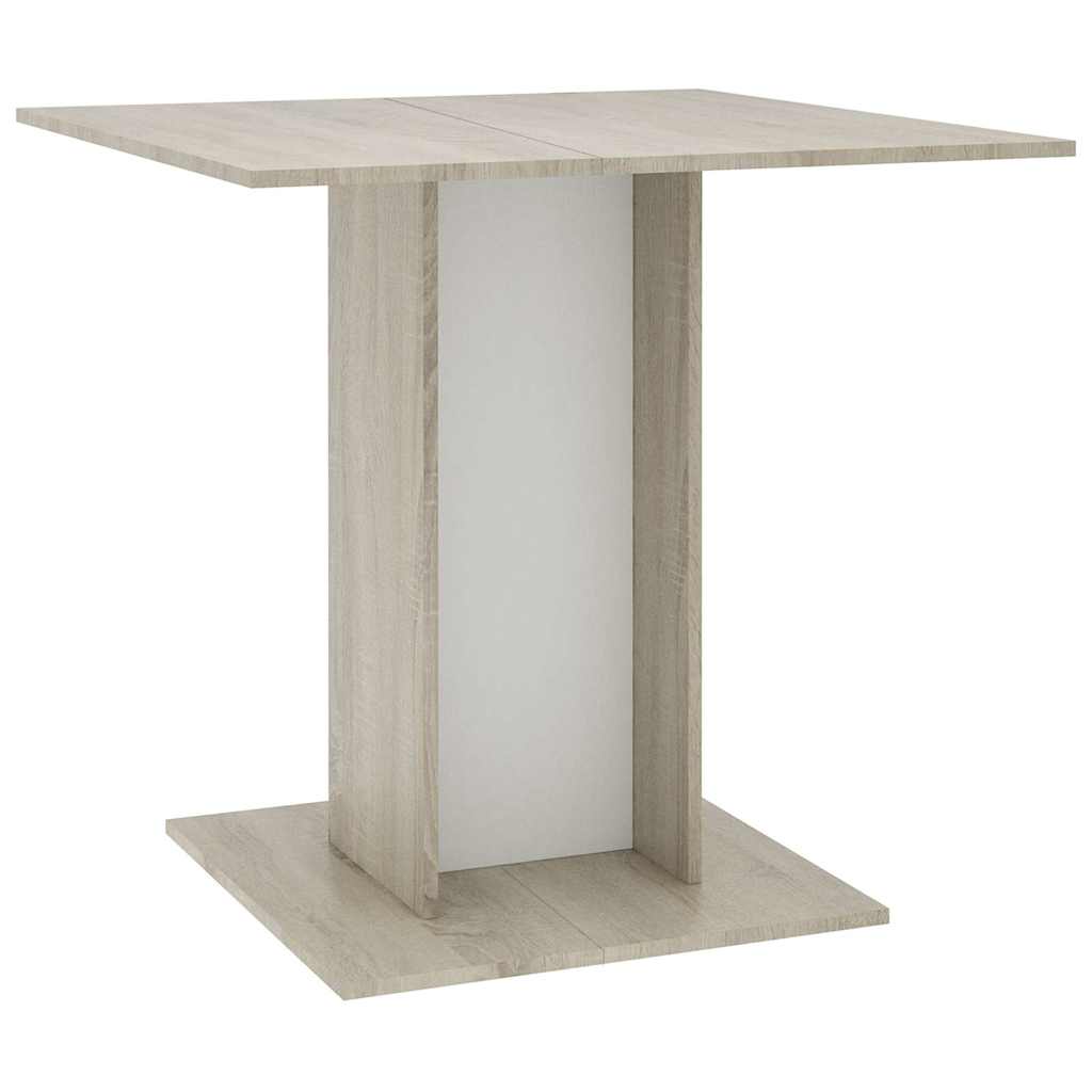 Eettafel 80x80x75 cm bewerkt hout wit en sonoma eikenkleurig is nu te koop bij PeponiXL, paradijselijk wonen!