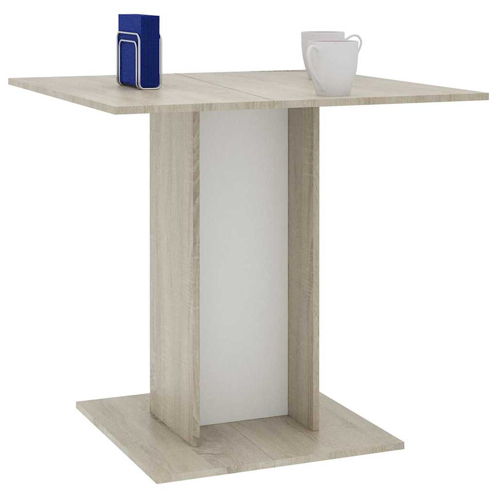 Eettafel 80x80x75 cm bewerkt hout wit en sonoma eikenkleurig is nu te koop bij PeponiXL, paradijselijk wonen!