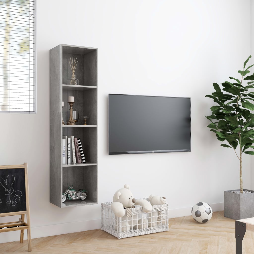 Boekenkast/tv-meubel 143x30x36 cm betongrijs is nu te koop bij PeponiXL, paradijselijk wonen!