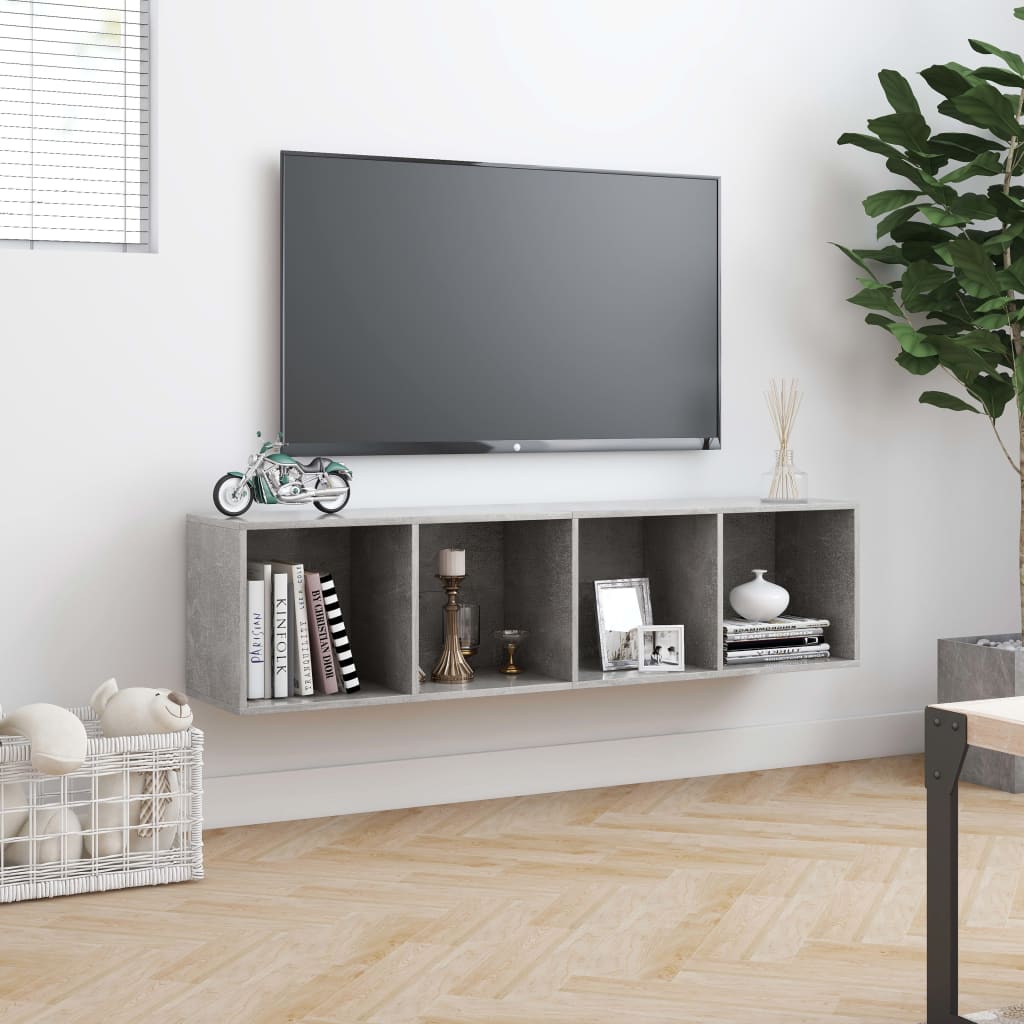 Boekenkast/tv-meubel 143x30x36 cm betongrijs is nu te koop bij PeponiXL, paradijselijk wonen!