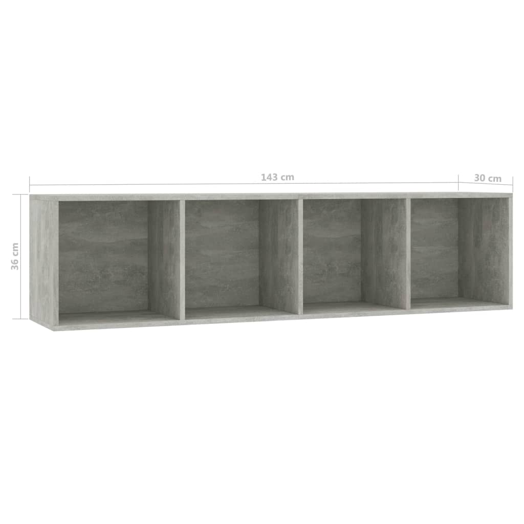 Boekenkast/tv-meubel 143x30x36 cm betongrijs is nu te koop bij PeponiXL, paradijselijk wonen!