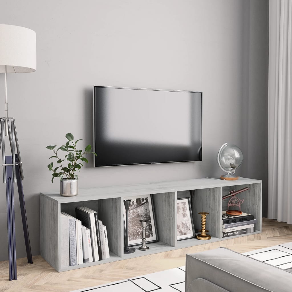 Boekenkast/tv-meubel 143x30x36 cm betongrijs is nu te koop bij PeponiXL, paradijselijk wonen!