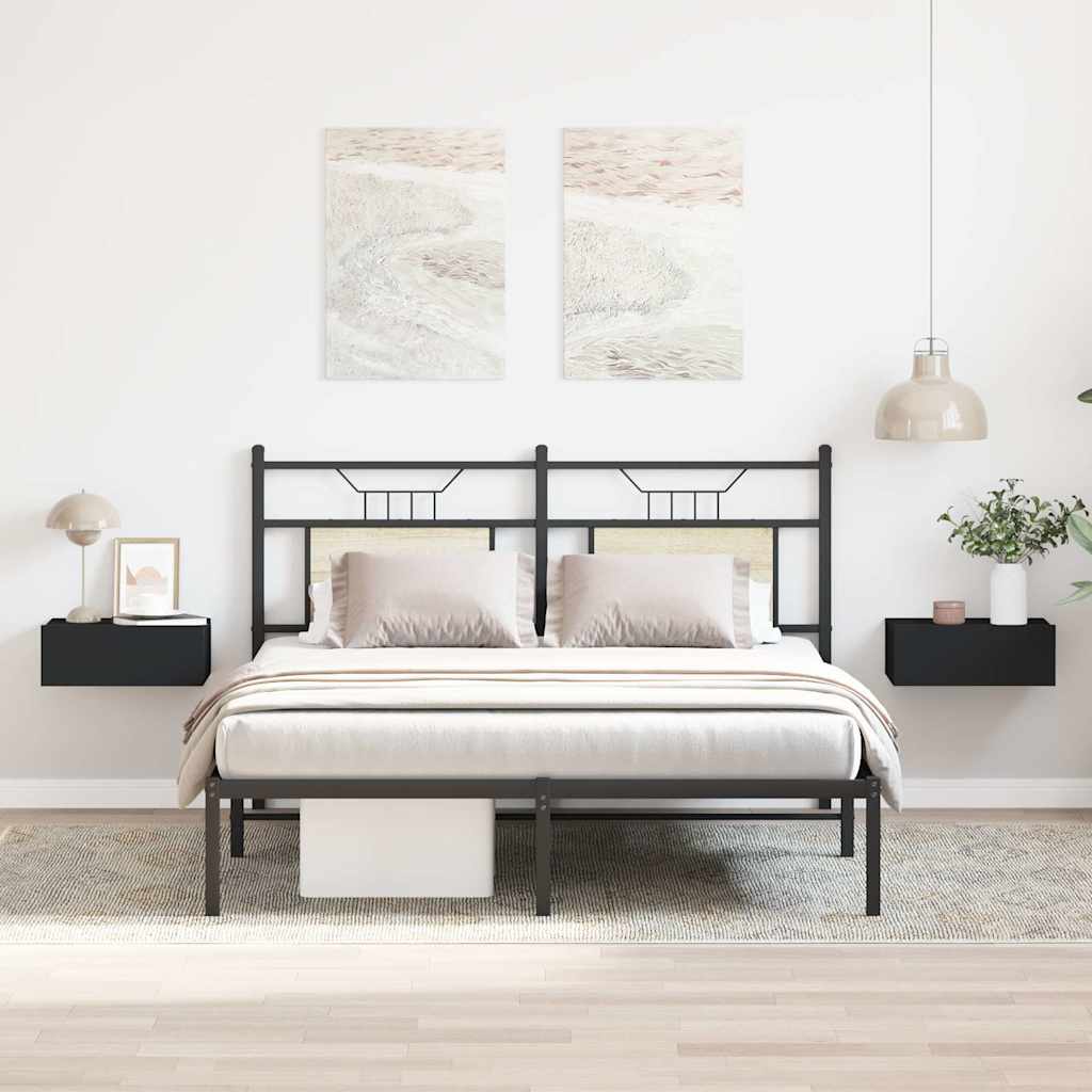 Nachtkastje zwevend 40x30x15 cm bewerkt hout zwart is nu te koop bij PeponiXL, paradijselijk wonen!