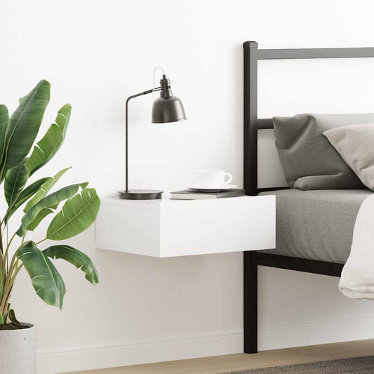 Nachtkastje zwevend 40x30x15 cm bewerkt hout hoogglans wit is nu te koop bij PeponiXL, paradijselijk wonen!