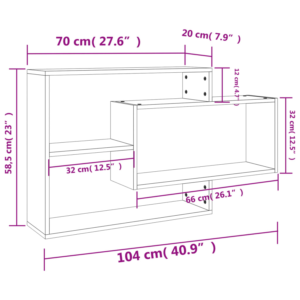 Wandschappen 104x20x58,5 cm bewerkt hout betongrijs is nu te koop bij PeponiXL, paradijselijk wonen!