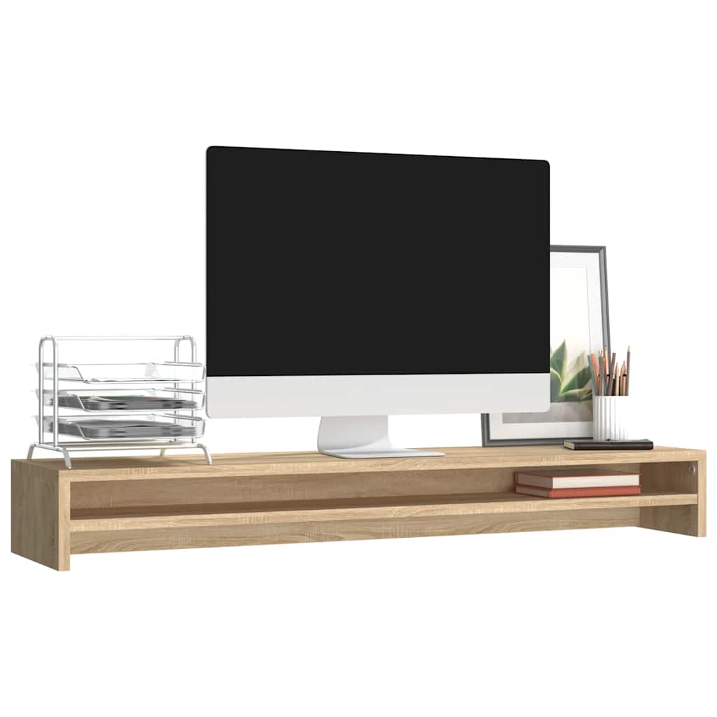 Monitorstandaard 100x24x13 cm bewerkt hout sonoma eikenkleurig is nu te koop bij PeponiXL, paradijselijk wonen!