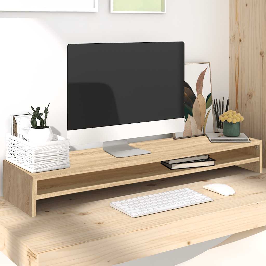 Monitorstandaard 100x24x13 cm bewerkt hout sonoma eikenkleurig is nu te koop bij PeponiXL, paradijselijk wonen!