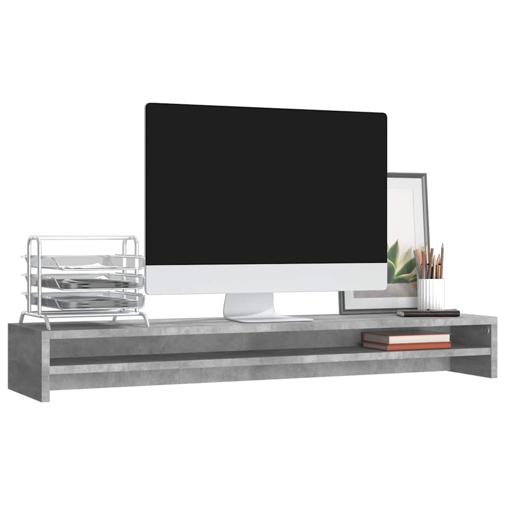 Monitorstandaard 100x24x13 cm bewerkt hout betongrijs is nu te koop bij PeponiXL, paradijselijk wonen!