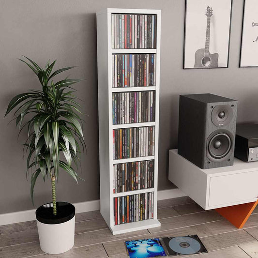 Cd-kast 21x20x88 cm bewerkt hout wit is nu te koop bij PeponiXL, paradijselijk wonen!