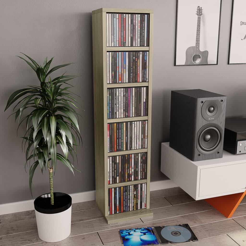 Cd-kast 21x20x88 cm bewerkt hout sonoma eikenkleurig is nu te koop bij PeponiXL, paradijselijk wonen!