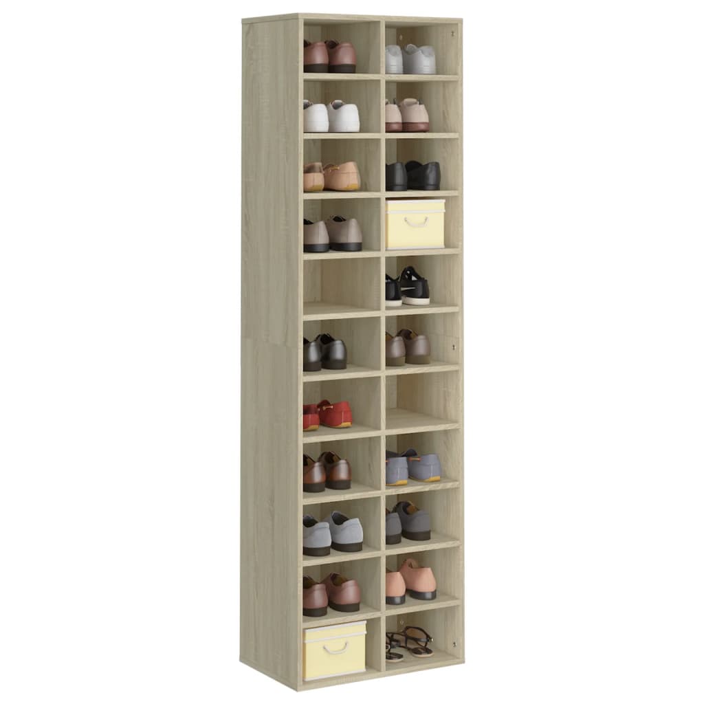 Schoenenkast 54x34x183 cm bewerkt hout sonoma eikenkleurig is nu te koop bij PeponiXL, paradijselijk wonen!