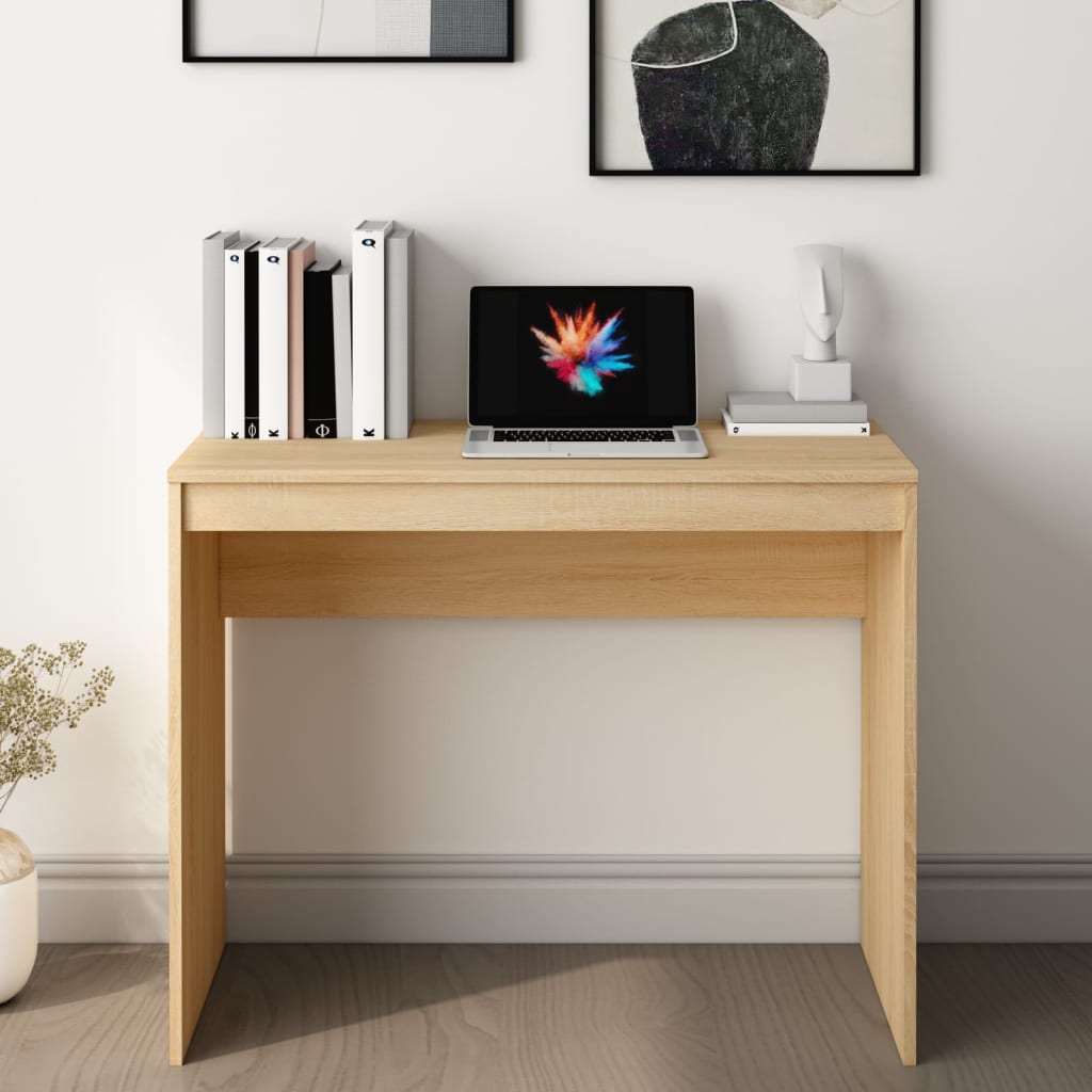 Bureau 90x40x72 cm bewerkt hout sonoma eikenkleurig is nu te koop bij PeponiXL, paradijselijk wonen!