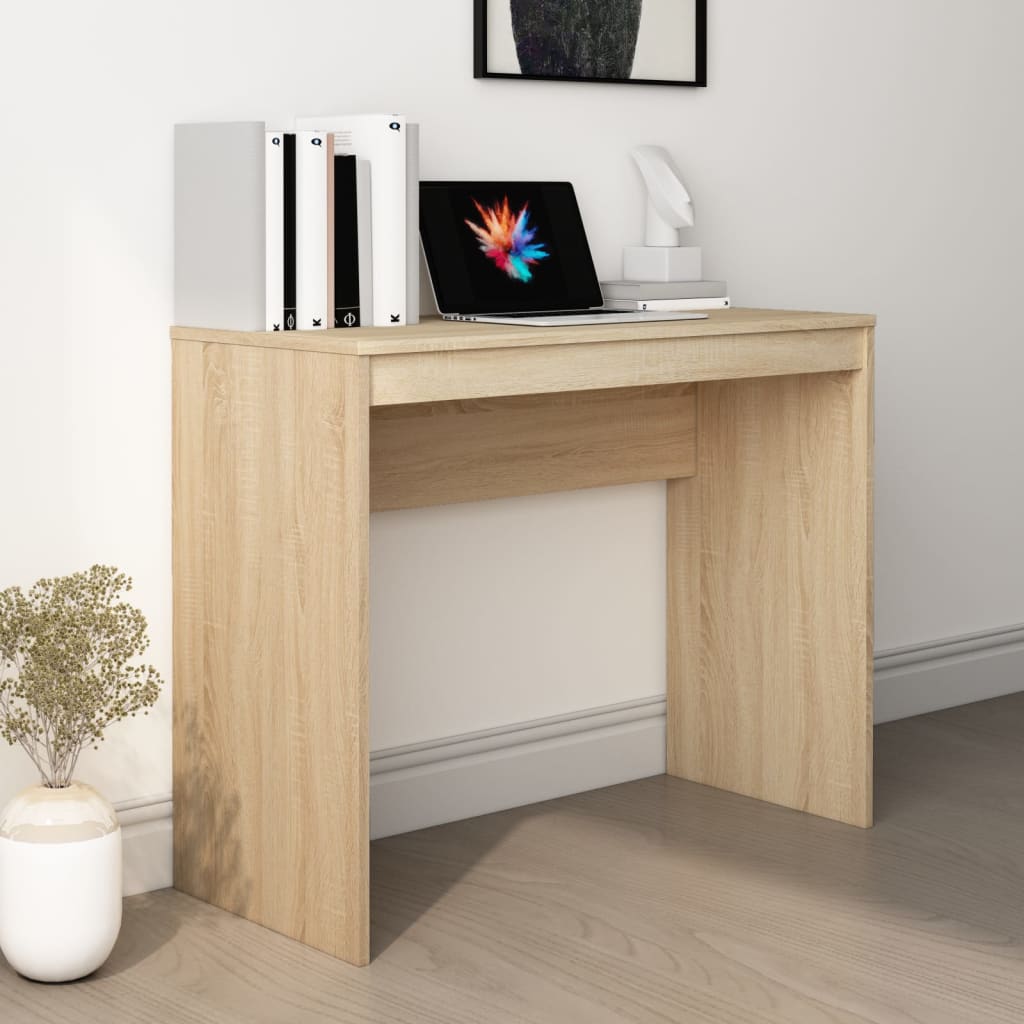 Bureau 90x40x72 cm bewerkt hout sonoma eikenkleurig is nu te koop bij PeponiXL, paradijselijk wonen!