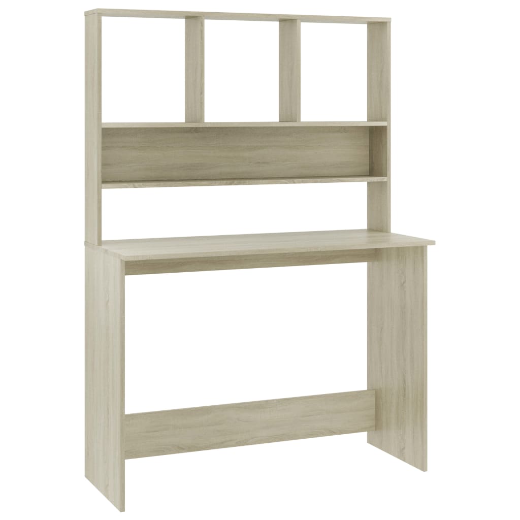 Bureau met schappen 110x45x157cm bewerkt hout sonoma eikenkleur is nu te koop bij PeponiXL, paradijselijk wonen!