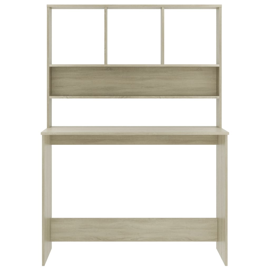 Bureau met schappen 110x45x157cm bewerkt hout sonoma eikenkleur is nu te koop bij PeponiXL, paradijselijk wonen!