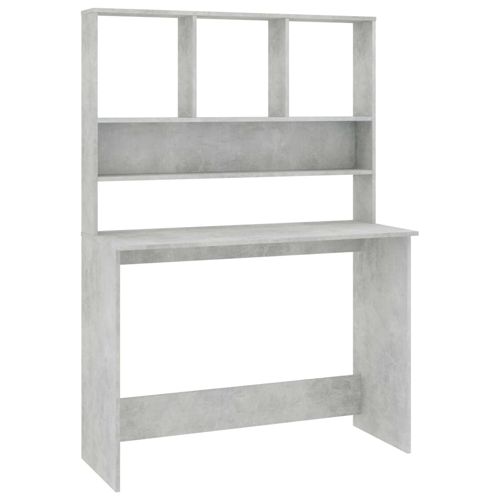 Bureau met schappen 110x45x157 cm bewerkt hout betongrijs is nu te koop bij PeponiXL, paradijselijk wonen!
